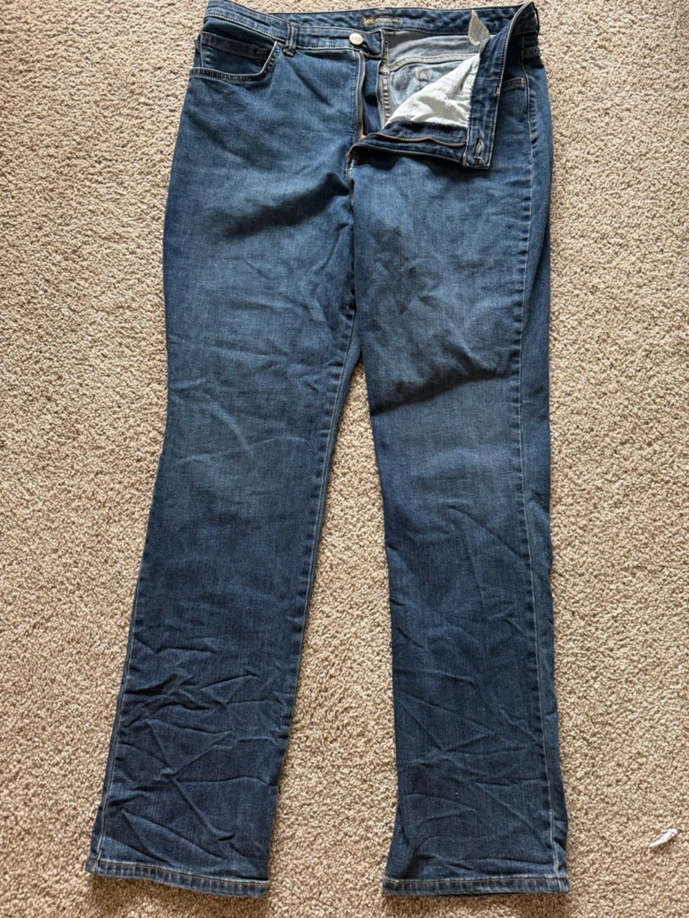 Lee Dark Blue Straight Leg High Rise Jeans